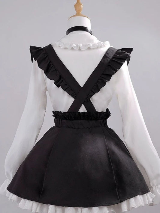 Black & White Sweet Lolita Blouse and Dress – Lace Ruffle Bow Detail - All Dresses - Blouses - 2025 - 2 - Worldwide