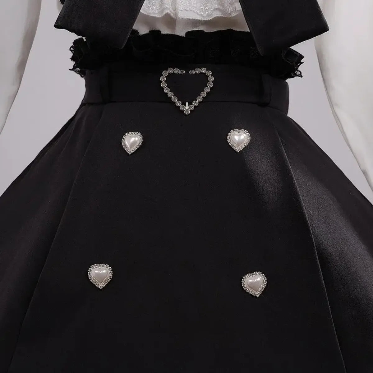 Black & White Sweet Lolita Blouse and Dress – Lace Ruffle Bow Detail - All Dresses - Long - Crew - Lolita Dress - 7