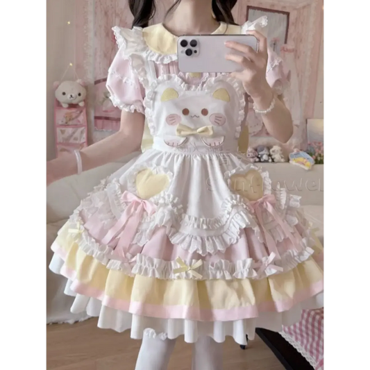 Sweet Lolita Bow Patchwork Dress – Spring 2025 - All Dresses - Lolita Dress - 2