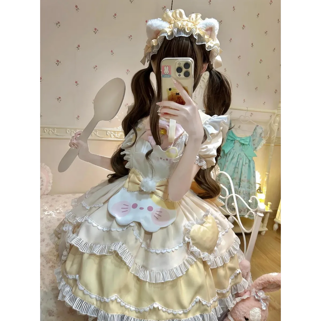 Sweet Lolita Bow Patchwork Dress – Spring 2025 - All Dresses - Lolita Dress - 8