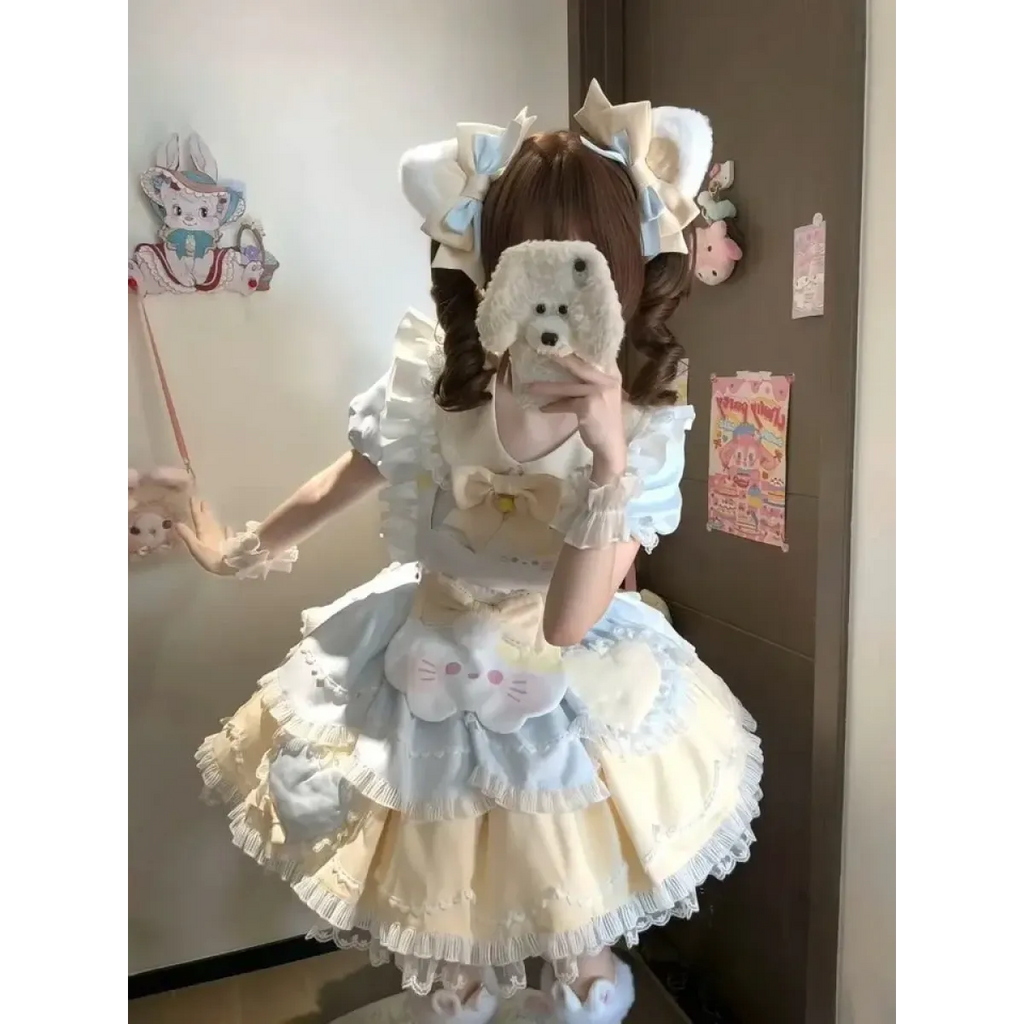 Sweet Lolita Bow Patchwork Dress – Spring 2025 - All Dresses - Lolita Dress - 10