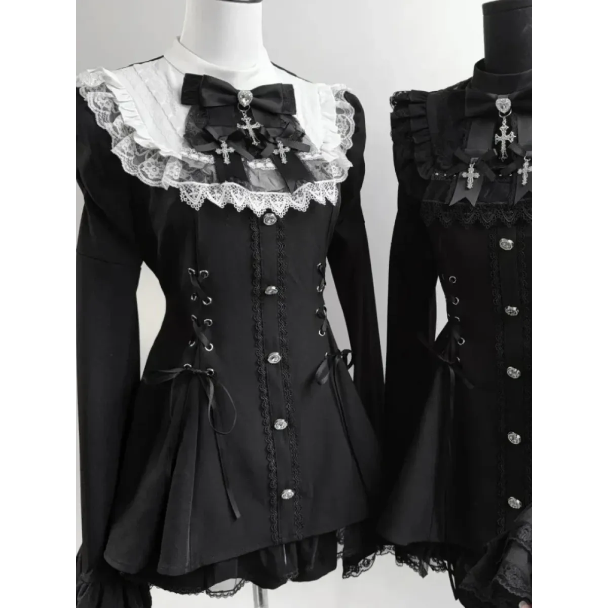 Sweet Lolita Bow Patchwork Dress - All Dresses - Lolita Dress - 9