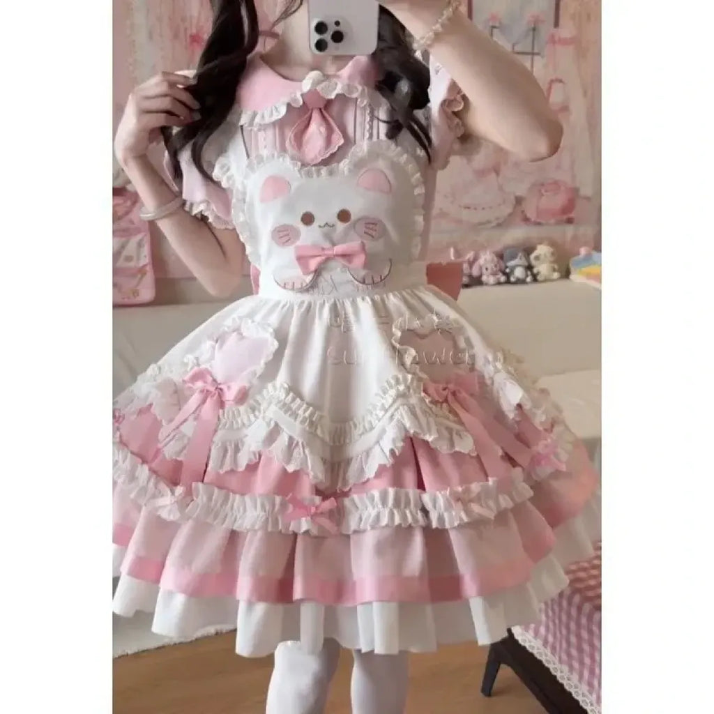 Sweet Lolita Bow Patchwork Dress – Spring 2025 - All Dresses - Lolita Dress - 6