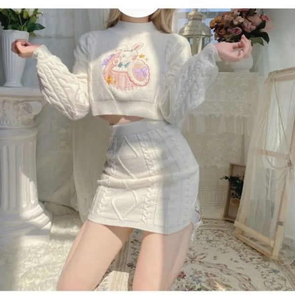 Sweet Lolita Knit Skirt Set - Bottoms - Skirts - 1