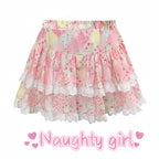 Floral Ruffle Skirt – Kawaii Sweet Lolita Layered Mini - Bottoms - Skirts - 6