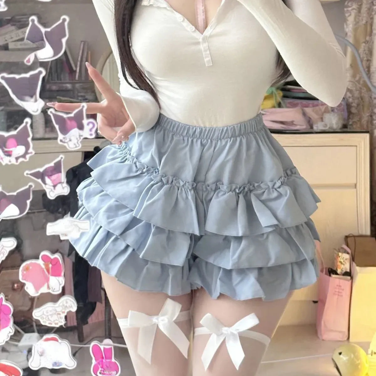 Kawaii Sweet Lolita Ruffle Mini Skirt for Y2K Vibes – Kawaii Stop