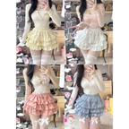 Ruffle Mini Skirt – Kawaii Sweet Lolita Y2K Aesthetic - Bottoms - Long - V-neck - Skirts - 2