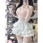 Ruffle Mini Skirt – Kawaii Sweet Lolita Y2K Aesthetic - Bottoms - Long - V-neck - Skirts - 4