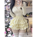 Ruffle Mini Skirt – Kawaii Sweet Lolita Y2K Aesthetic - Bottoms - Long - V-neck - Skirts - 5