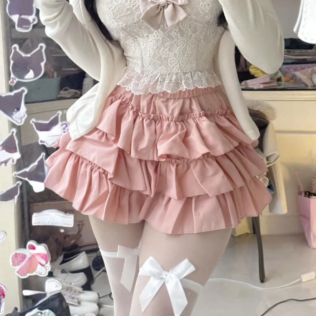 Ruffle Mini Skirt – Kawaii Sweet Lolita Y2K Aesthetic - Bottoms - Long - V-neck - Skirts - 8