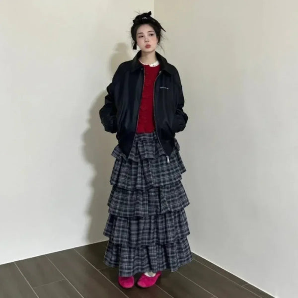 Sweet Ruffle Plaid Layered Skirt - Bottoms - Skirts - 1