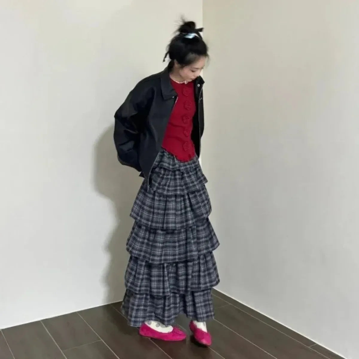 Sweet Ruffle Plaid Layered Skirt - Bottoms - Skirts - 4