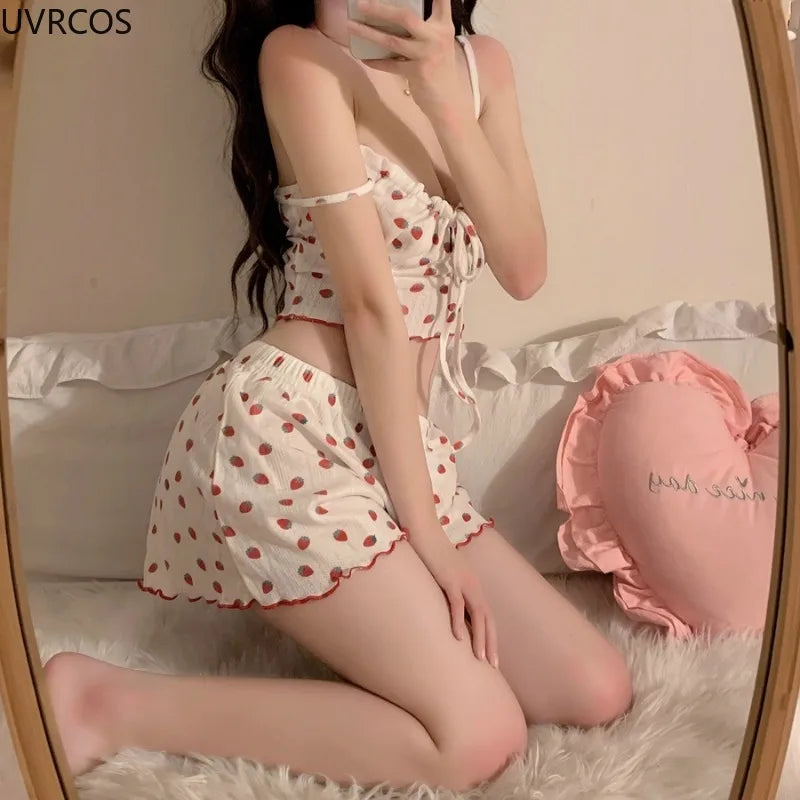 Sweet Strawberry Lolita Pajamas 2-Piece Set - White / One Size - All Products - Pajamas - 4 - 2024