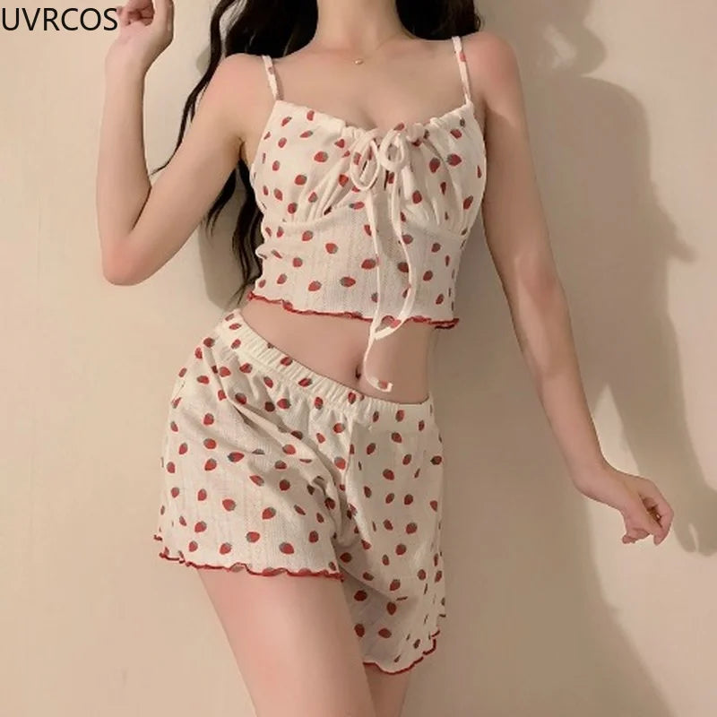 Sweet Strawberry Lolita Pajamas 2-Piece Set - White / One Size - All Products - Pajamas - 6 - 2024