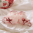 Sweet Strawberry Sheer Mesh Panties – Ruffle Lace Mid-Waist Briefs - Women’s Clothing & Accessories - Lingerie - 4