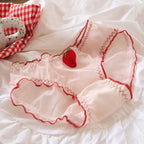 Sweet Strawberry Sheer Mesh Panties – Ruffle Lace Mid-Waist Briefs - Women’s Clothing & Accessories - Lingerie - 6