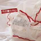 Sweet Strawberry Sheer Mesh Panties – Ruffle Lace Mid-Waist Briefs - Women’s Clothing & Accessories - Lingerie - 3