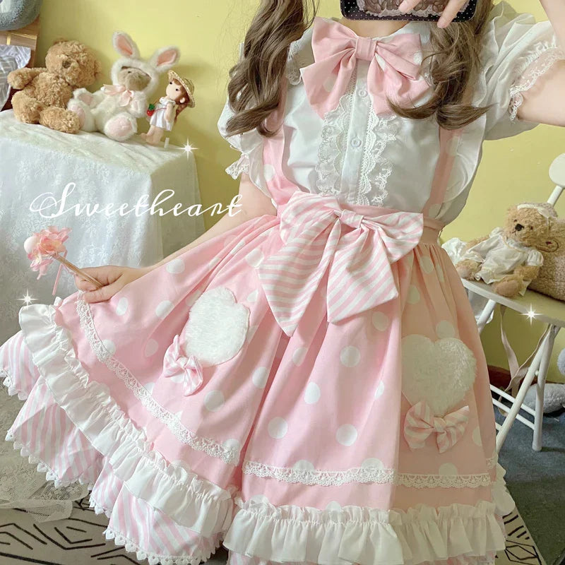 Sweet Summer Lolita JSK Dress - Japanese Bow Dots Ruffle - All Dresses - Dresses - 5 - 2024