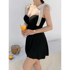 Korean Low Cut Backless Black Swim Dress - All Dresses - Swimsuits - 3
