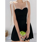Korean Low Cut Backless Black Swim Dress - All Dresses - Swimsuits - 4