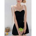 Korean Low Cut Backless Black Swim Dress - All Dresses - Swimsuits - 5