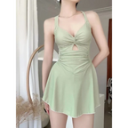Vintage Floral Halter One Piece Swim Dress - All Dresses - Swimwear - 4