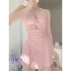 Vintage Floral Halter One Piece Swim Dress - All Dresses - Swimwear - 5