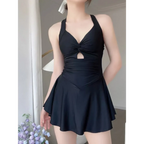 Vintage Floral Halter One Piece Swim Dress - All Dresses - Swimwear - 6