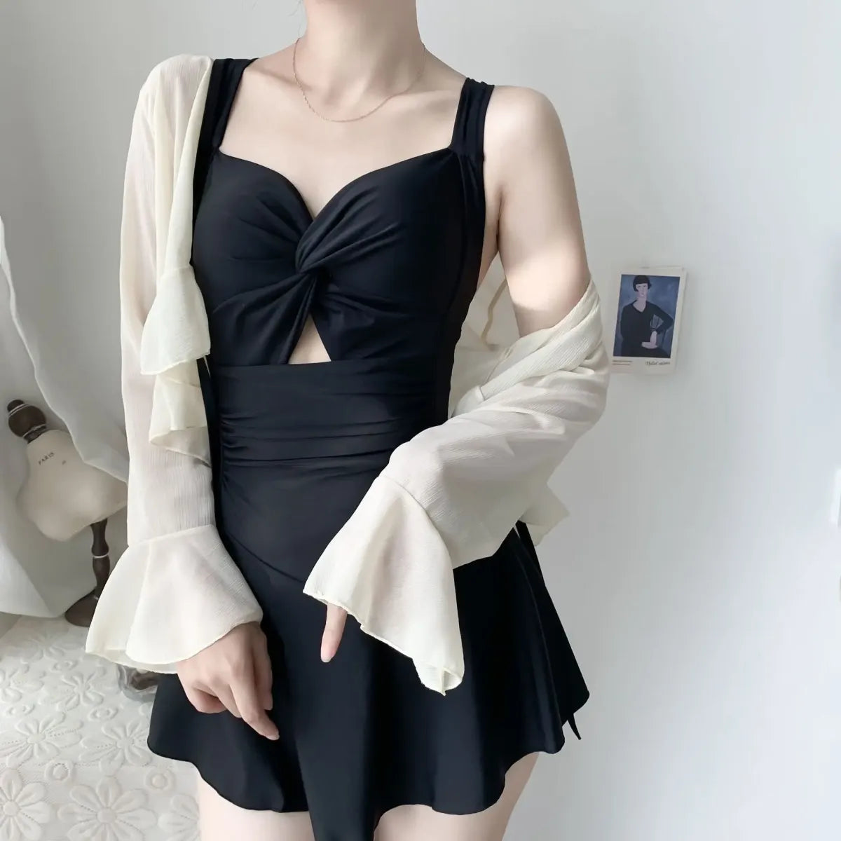 Pleated Cutout Swimsuit Dress – Korean Sexy Summer 2025 Swimwear - All Dresses - Swimwear - 26