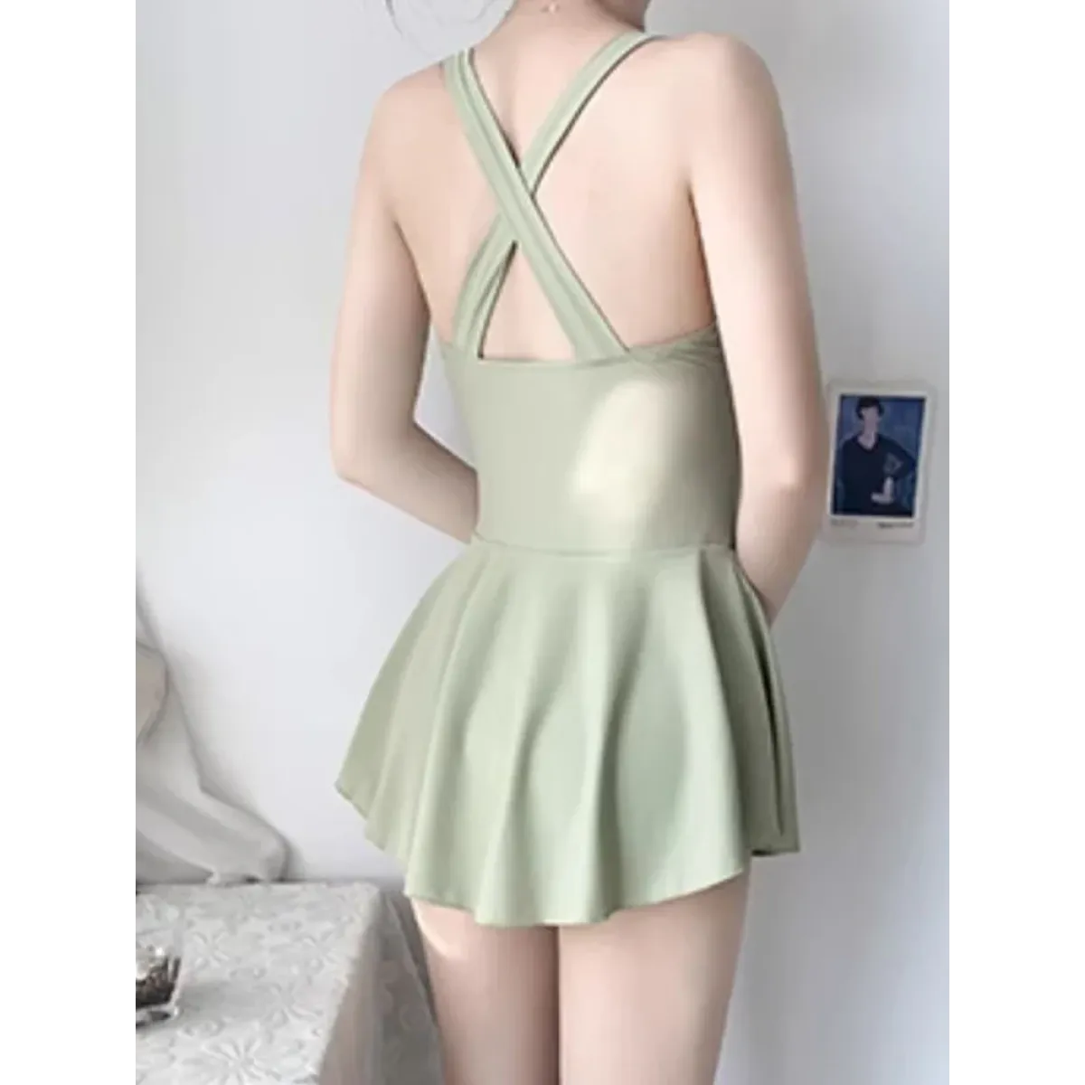 Pleated Cutout Swimsuit Dress – Korean Sexy Summer 2025 Swimwear - All Dresses - Swimwear - 3