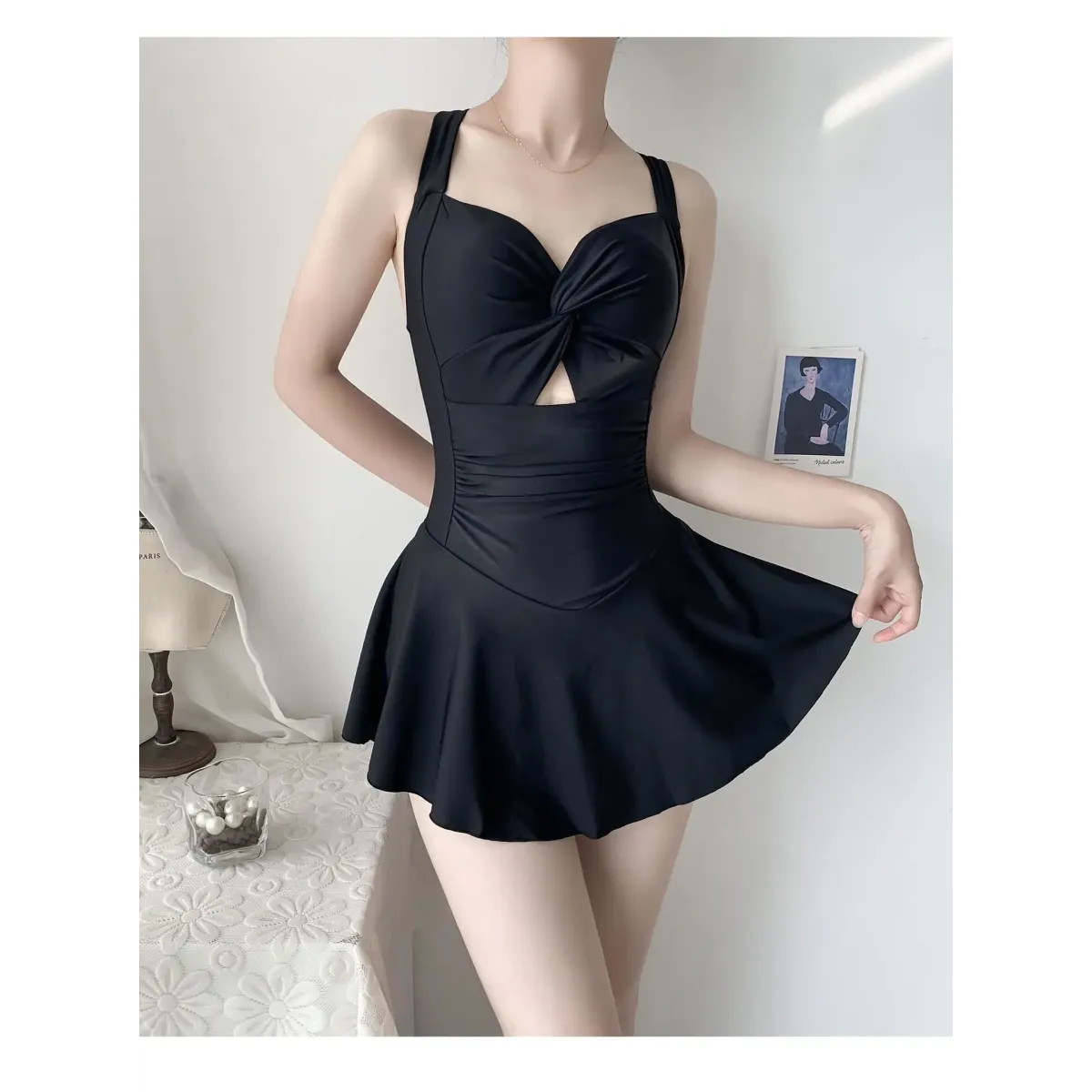 Pleated Cutout Swimsuit Dress – Korean Sexy Summer 2025 Swimwear - All Dresses - Swimwear - 23