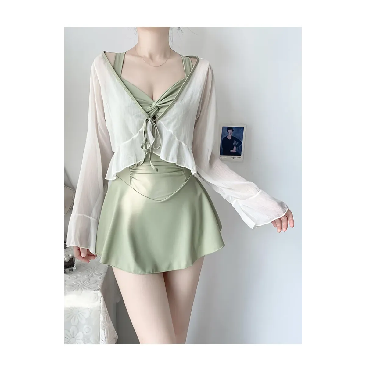 Pleated Cutout Swimsuit Dress – Korean Sexy Summer 2025 Swimwear - All Dresses - Swimwear - 16