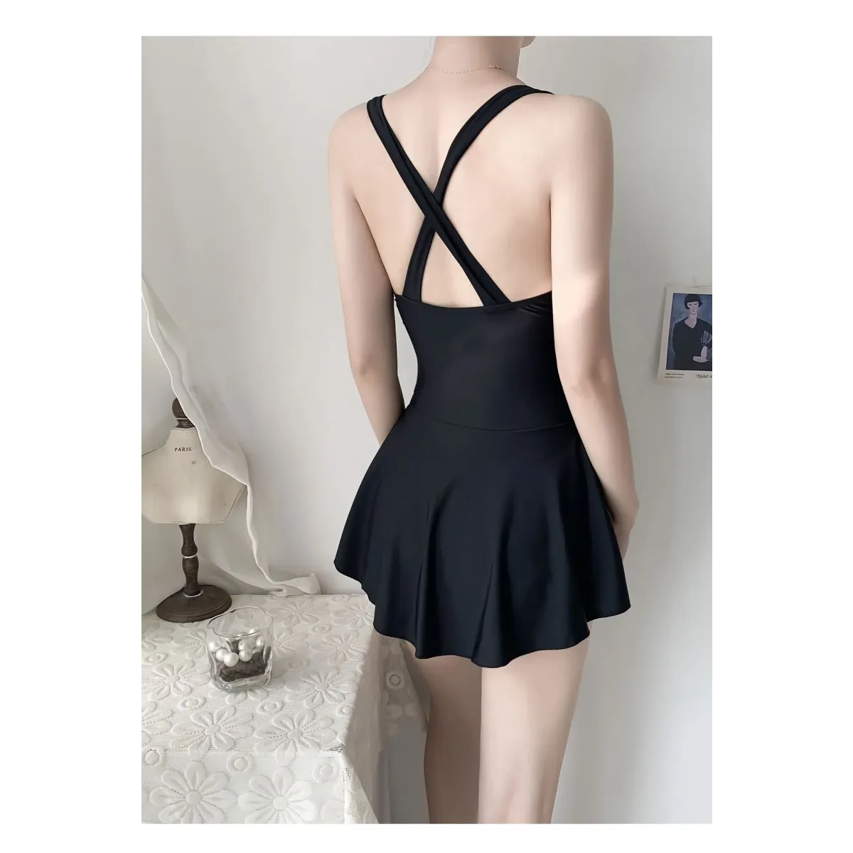 Pleated Cutout Swimsuit Dress – Korean Sexy Summer 2025 Swimwear - All Dresses - Swimwear - 24