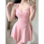 Pink Cross Backless Swimsuit Dress - All Dresses - Swimsuits - 5
