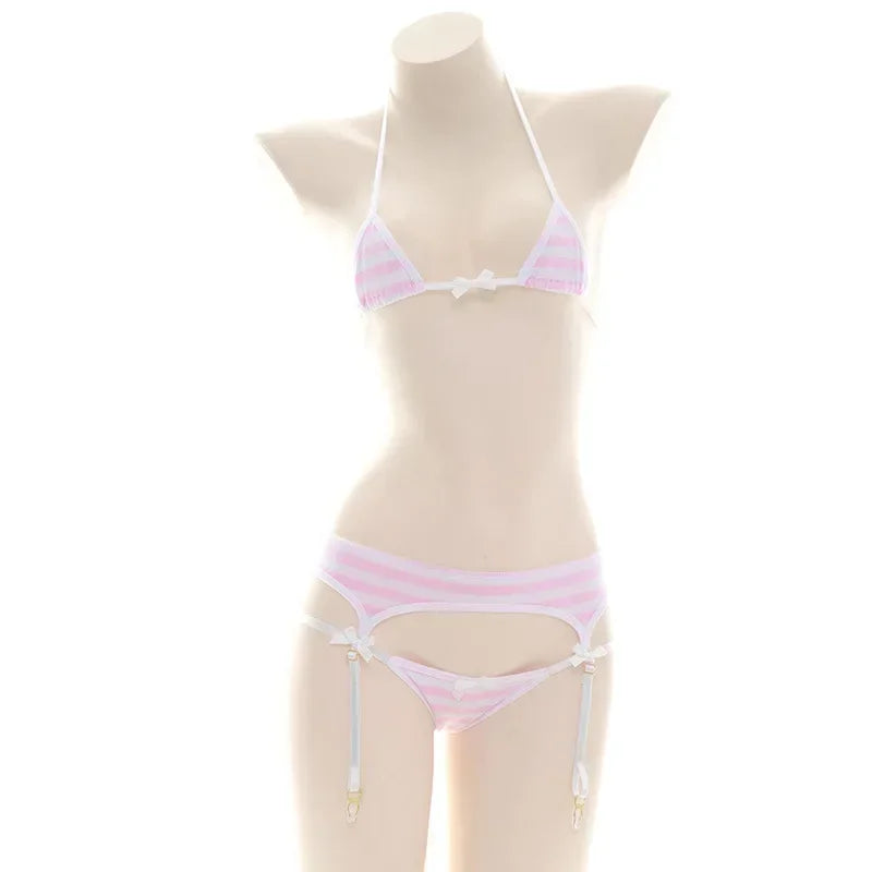 Striped Bow Mini Bikini Set - Pink / One Size - Swimsuits - Lingerie - 8 - 2024