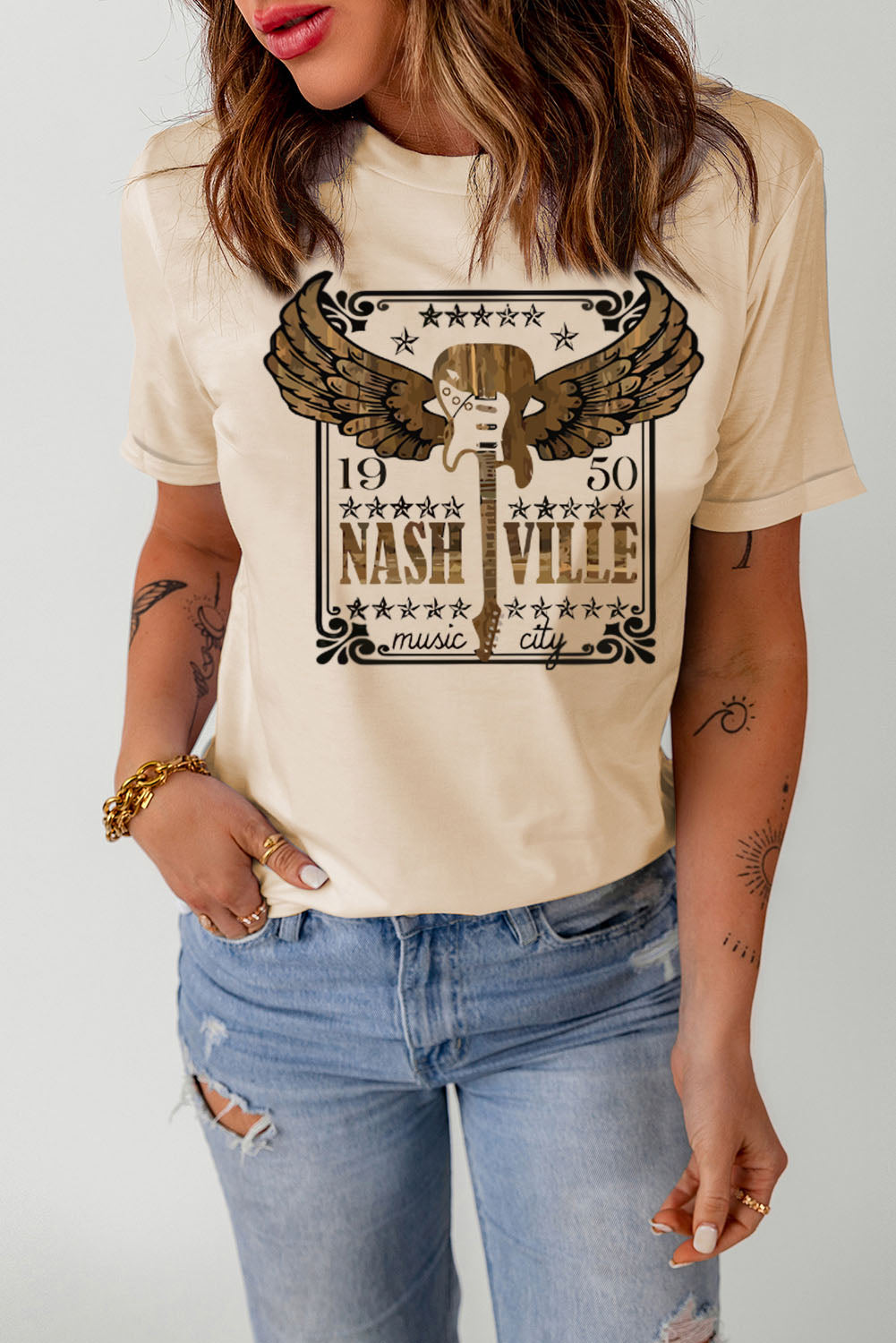 1950 NASHVILLE MUSIC CITY Graphic Tee Shirt - T-Shirts - Shirts & Tops - 3 - 2024