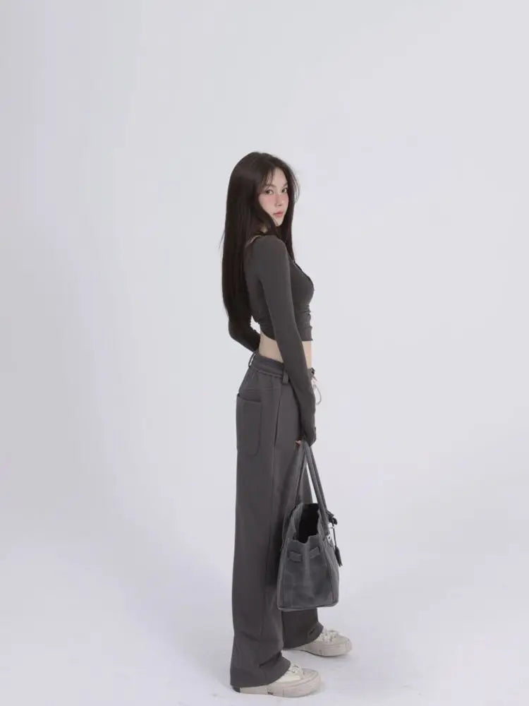 Aesthetic Halter Two-Piece Set - Harajuku Long Sleeve Tee - Kawaii Stop -  aesthetic-halter-two-piece-set-harajuku-long-sleeve-tee - Fashion - Japanese Fashion - Korean Fashion