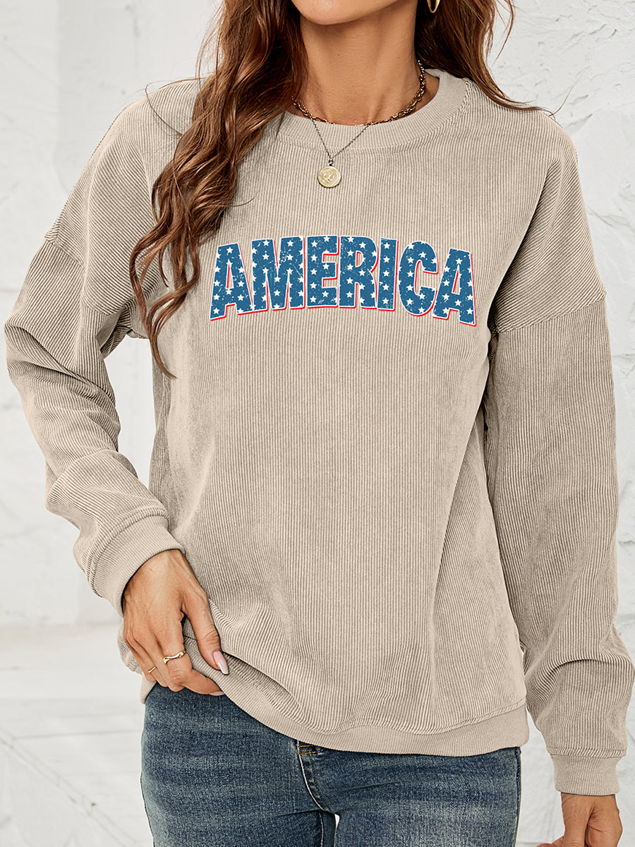 AMERICA Graphic Dropped Shoulder Sweatshirt - T-Shirts - Shirts & Tops - 3 - 2024