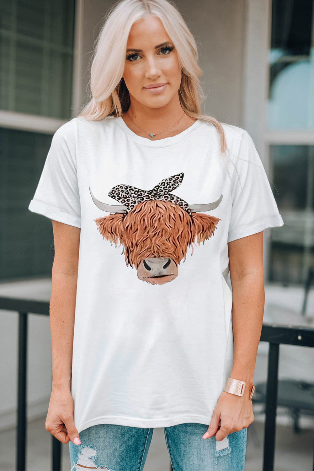 Animal Graphic Round Neck T-Shirt - White / S - T-Shirts - Shirts & Tops - 1 - 2024