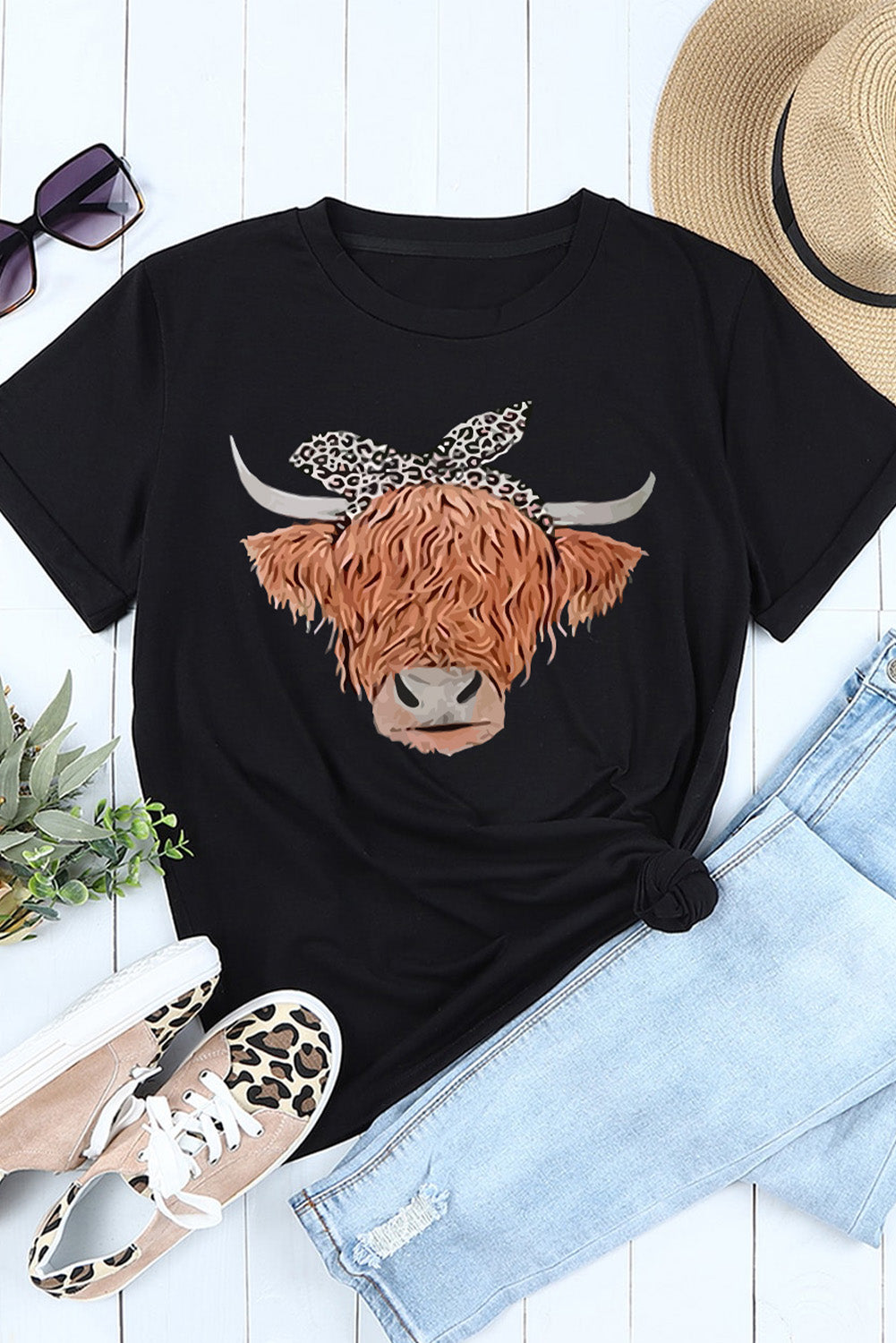 Animal Graphic Round Neck T-Shirt - T-Shirts - Shirts & Tops - 8 - 2024