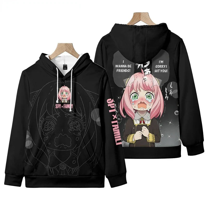 Anya Forger 3D Cosplay Hoodie - Unisex Harajuku Spy X Family Sweatshirt - Black / 100 - T-Shirts - Shirts & Tops - 6