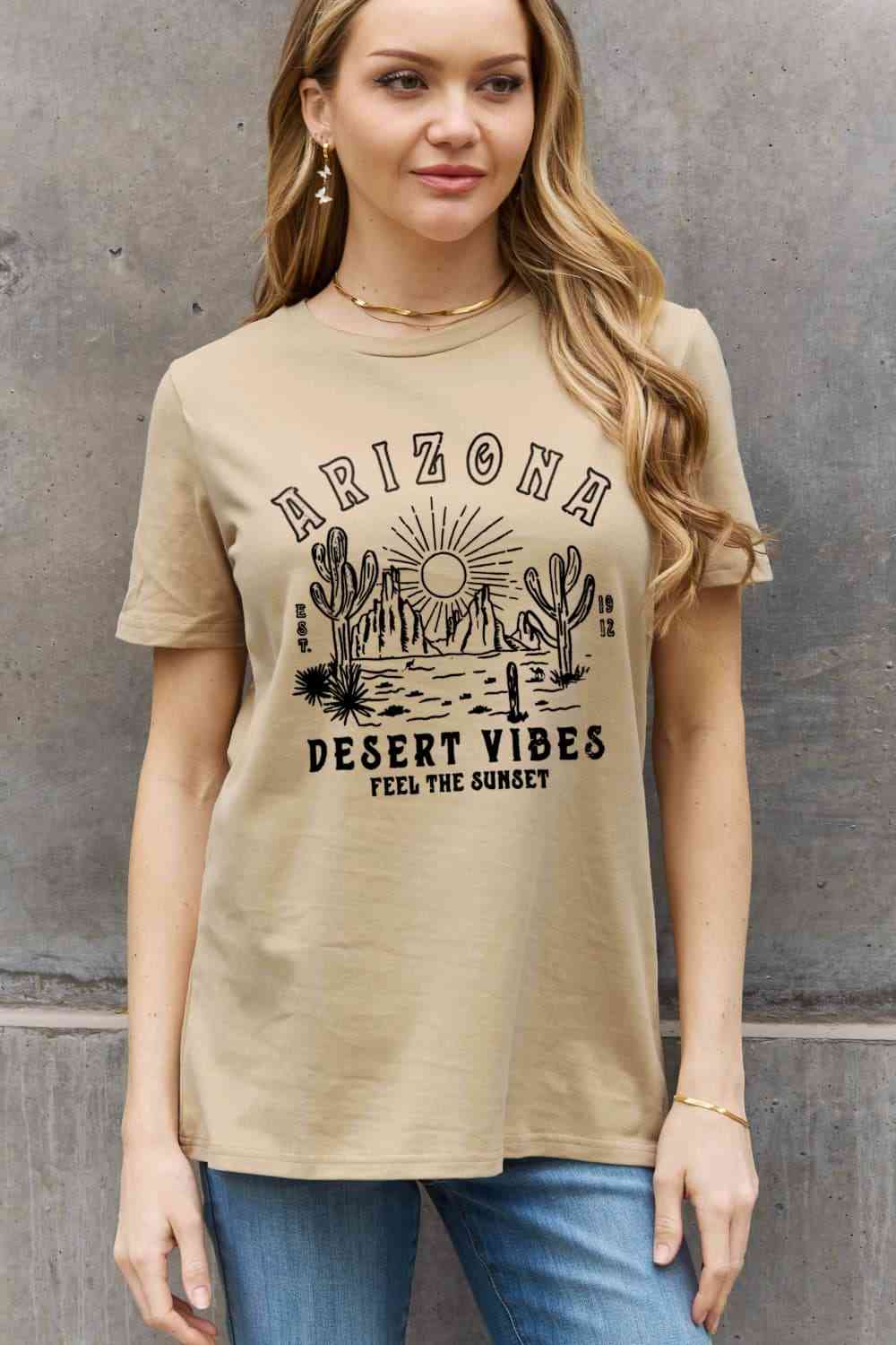 ARIZONA DESERT VIBES FEEL THE SUNSET Graphic Cotton Tee - T-Shirts - Shirts & Tops - 4 - 2024