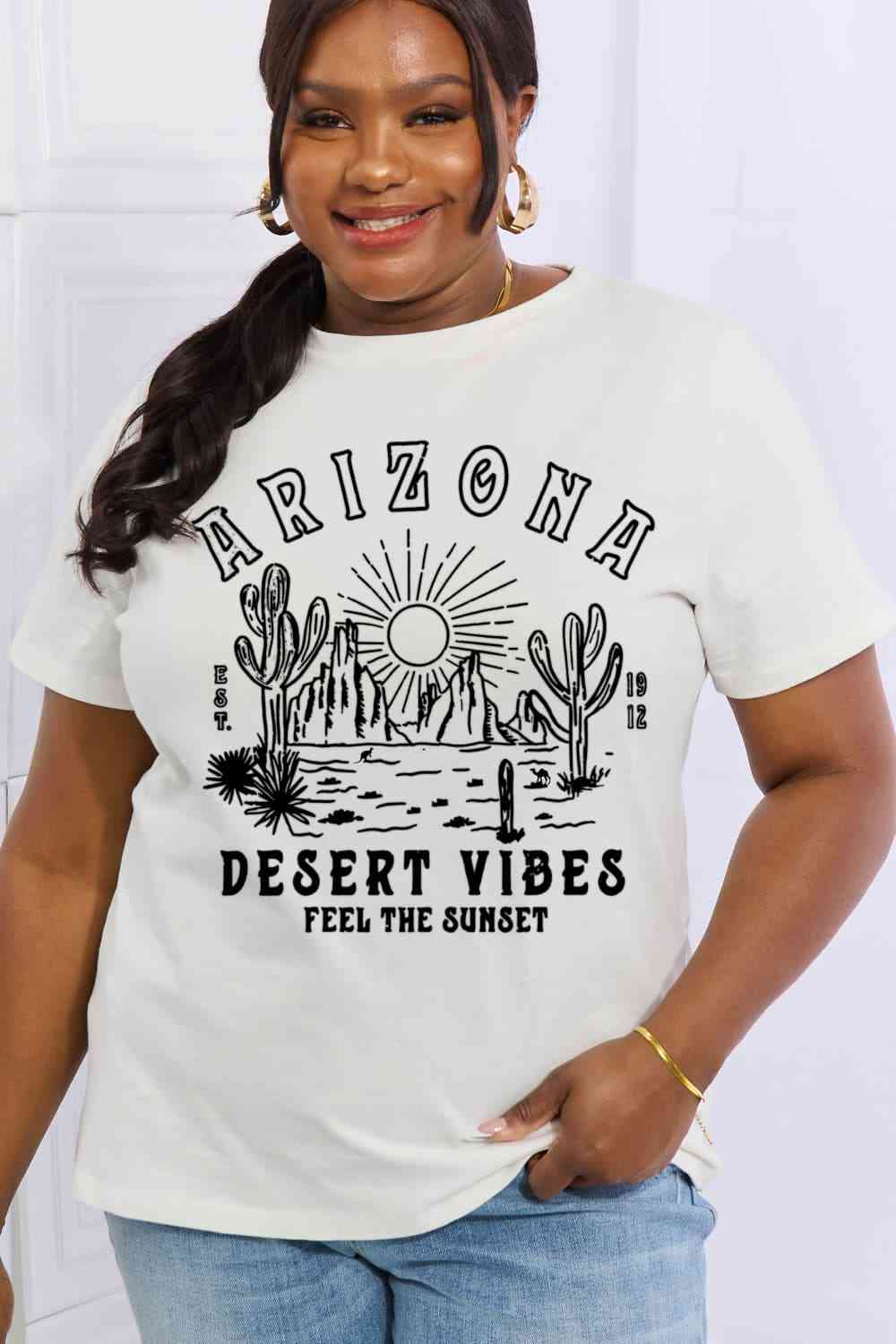 ARIZONA DESERT VIBES FEEL THE SUNSET Graphic Cotton Tee - White / S - T-Shirts - Shirts & Tops - 7 - 2024