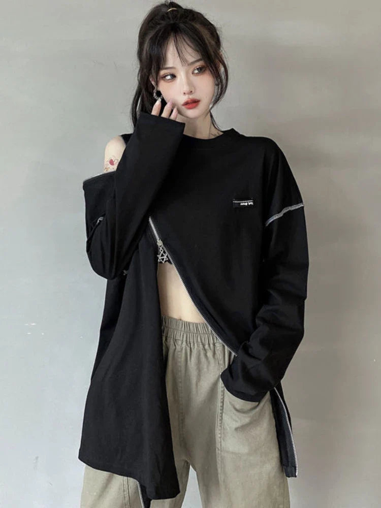 Asymmetrical Hem Street Chic Tee - Black / M - T-Shirts - Shirts & Tops - 4 - 2024