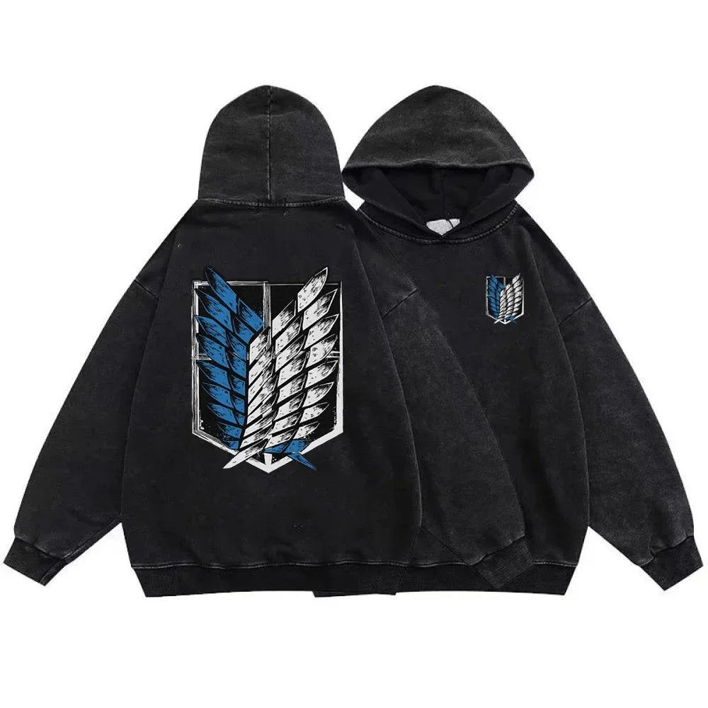 Attack On Titan Anime Hoodie - Vintage Washed Graphic Sweatshirt - Style5 / S - T-Shirts - Shirts & Tops - 11 - 2024