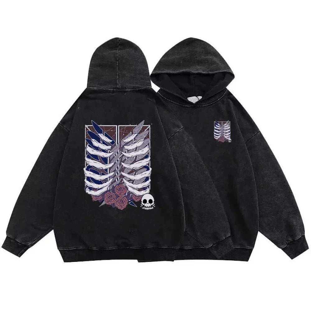 Attack On Titan Anime Hoodie - Vintage Washed Graphic Sweatshirt - Style10 / S - T-Shirts - Shirts & Tops - 16 - 2024