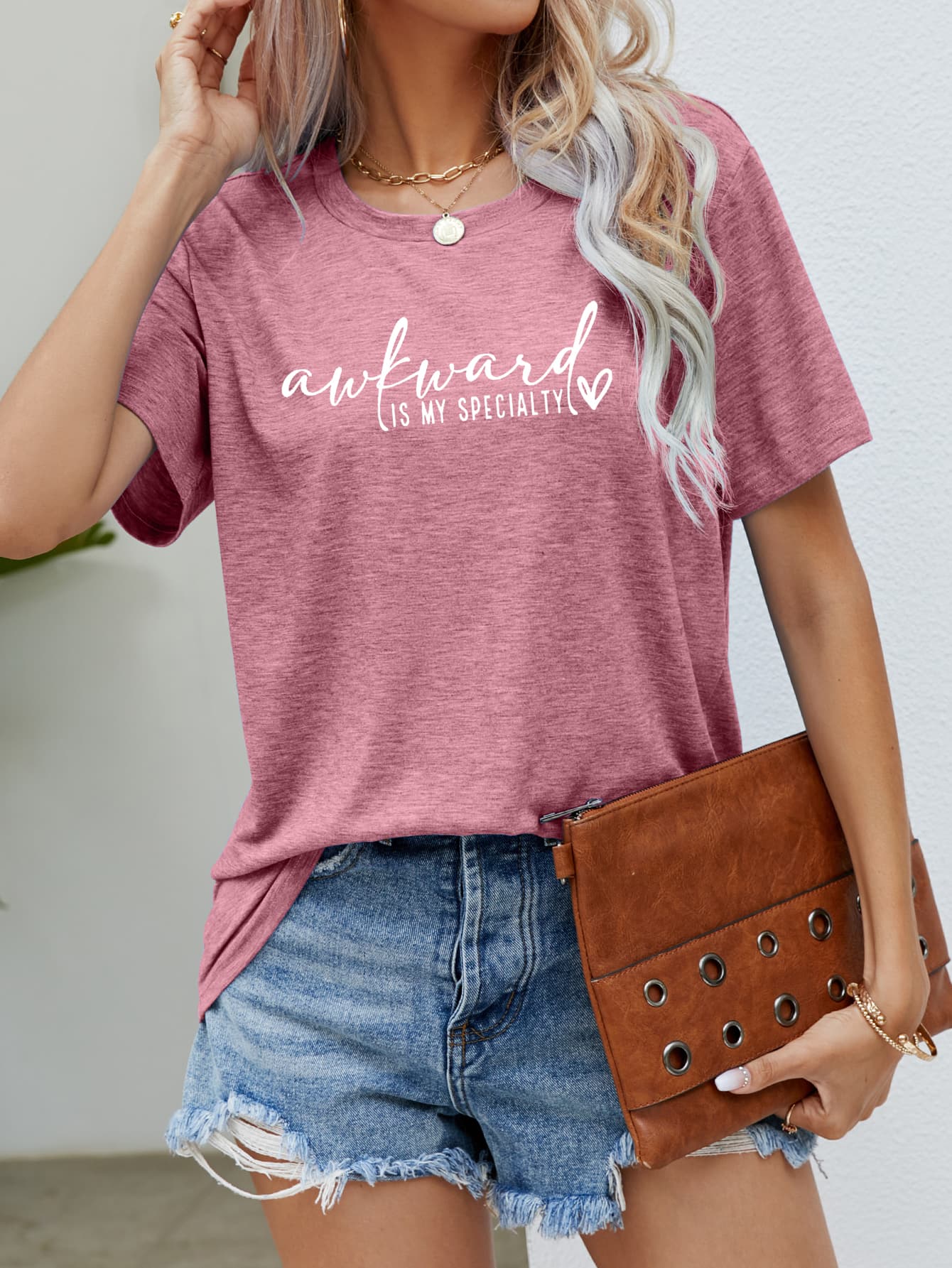 AWKWARD IS MY SPECIALTY Graphic Tee - Dark Pink / S - T-Shirts - Shirts & Tops - 13 - 2024