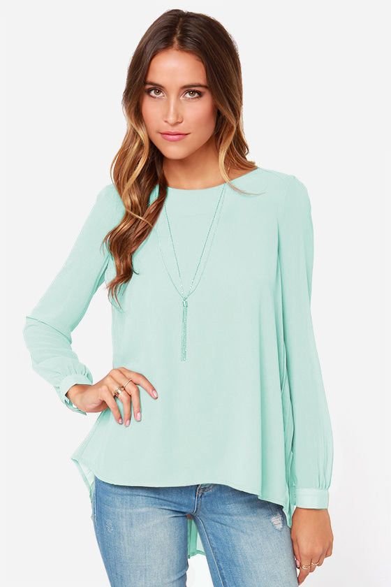 Back Pleated Blouse - Light Green / S - T-Shirts - Shirts & Tops - 1 - 2024