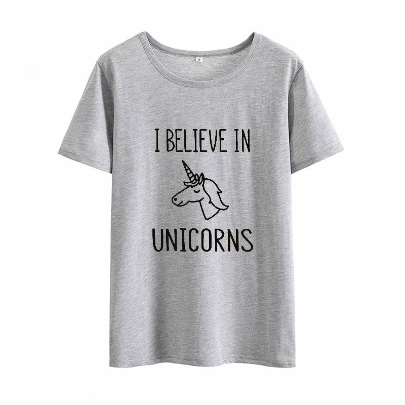 Believe In Unicorns T-Shirt - M / Gray - T-Shirts - Shirts & Tops - 20 - 2024