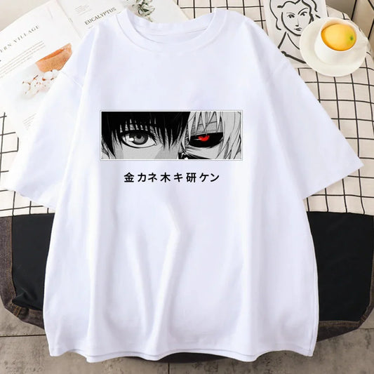 Berserker Gaze Graphic Tee – Edgy Monochrome Anime-Inspired Shirt - White / XL - T-Shirts - Shirts & Tops - 3 - 2024